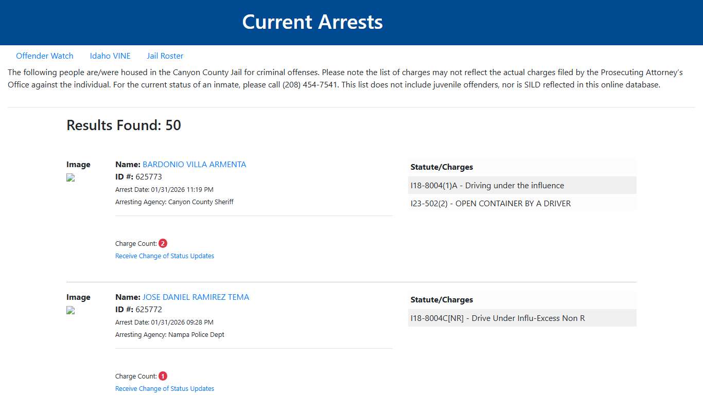 Current Arrests