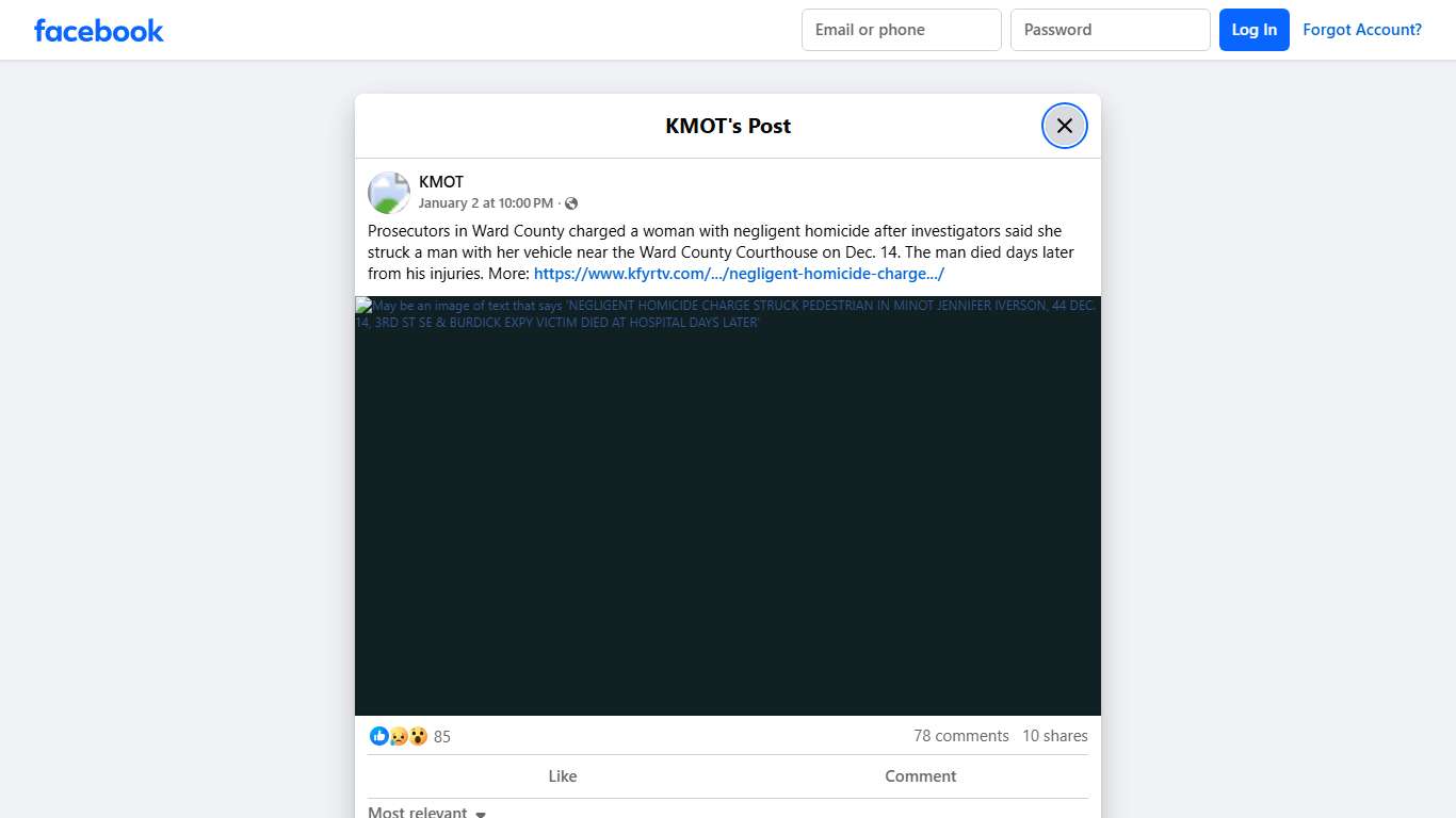 KMOT - Prosecutors in Ward County charged a woman with... Facebook